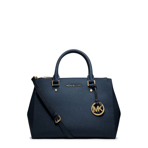 michael kors sutton medium navy satchel handbag|Sutton Medium Saffiano Leather Satchel .